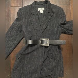Saks Fifth Avenue Charcoal Belted Blazer